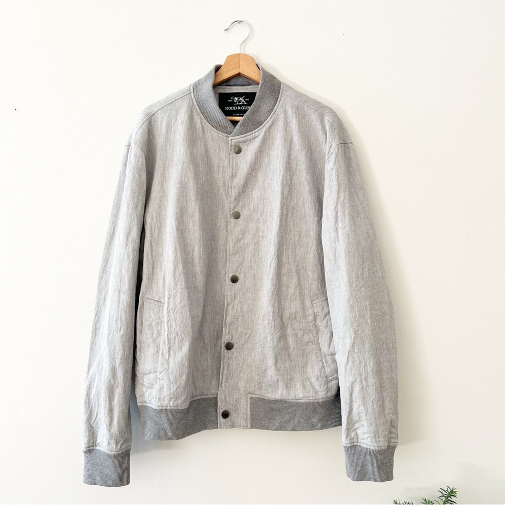 Rodd & Gunn  Jacket Men 2XL Linen Full Zip Bomber Gray.